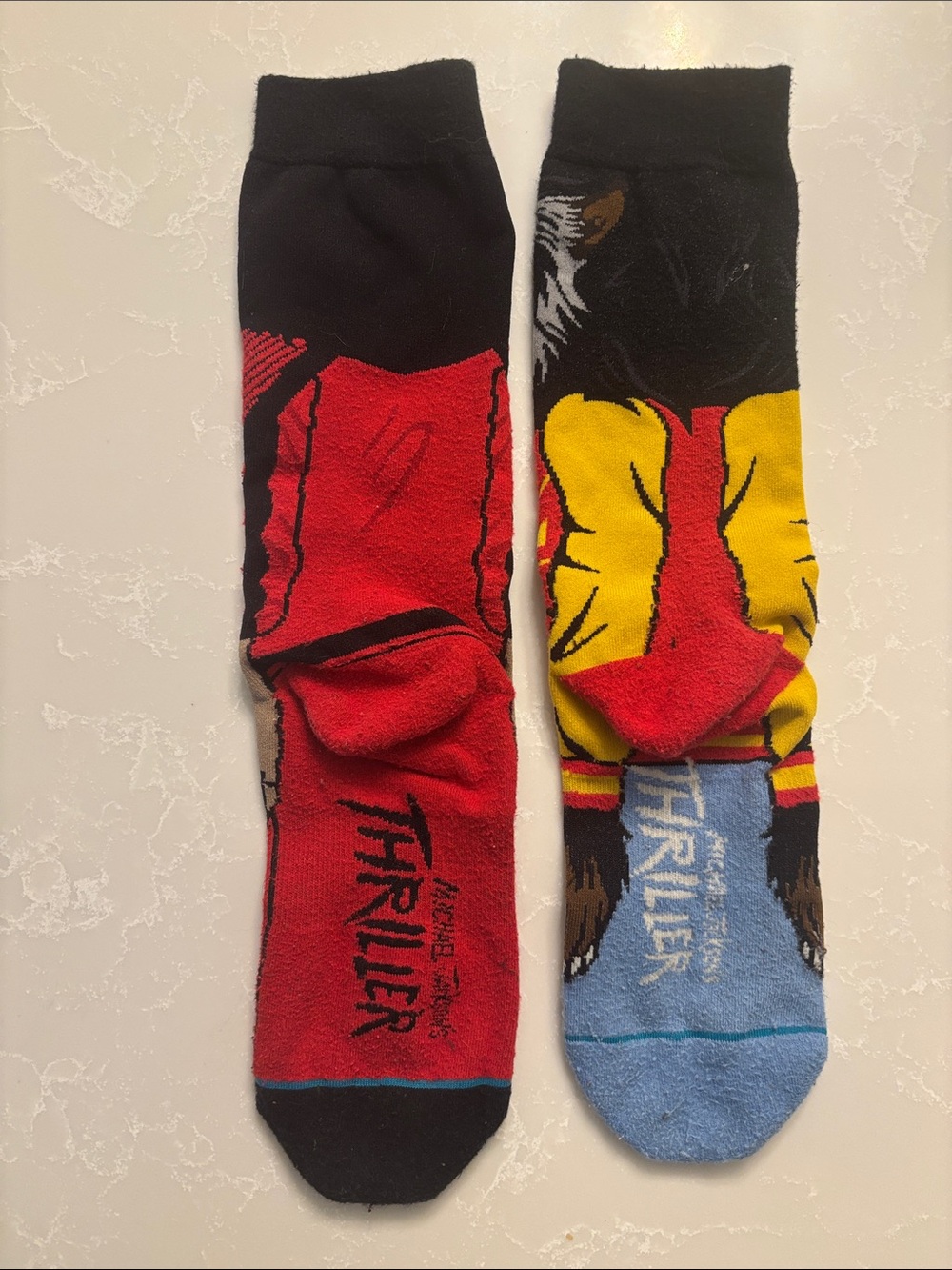 Thriller ๐ป Novelty Red & Black Michael Jackson and Werewolf Crew Socks - Men - Picture 2 of 4